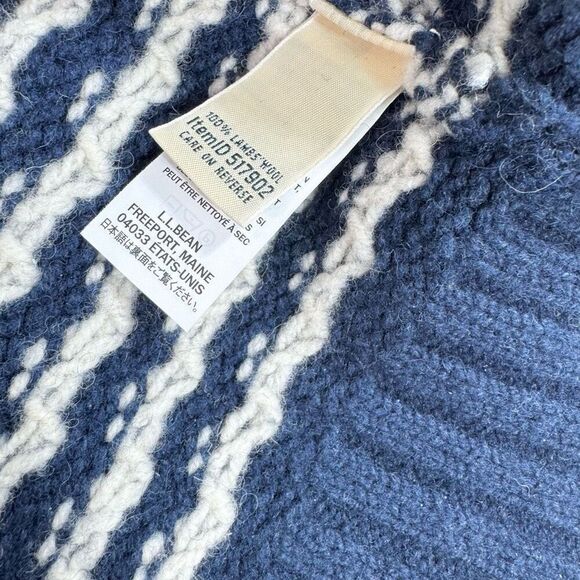 LL Bean Sweater Womens Large Navy Classic Ragg 100% Lambs Wool Birds Eye - Picture 8 of 8